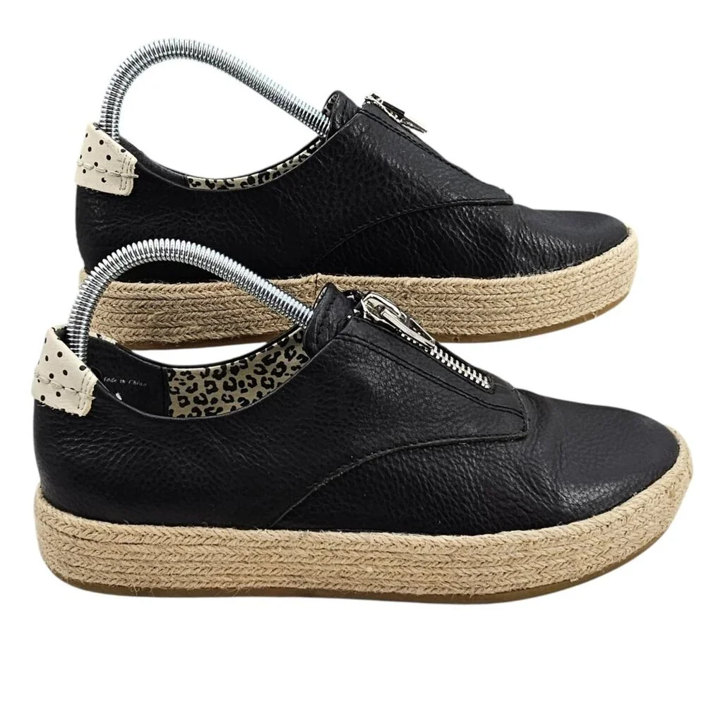 Dolce Vita Womens 9.5 Trae Leather Zipper Espadrille‎ Sneakers Black